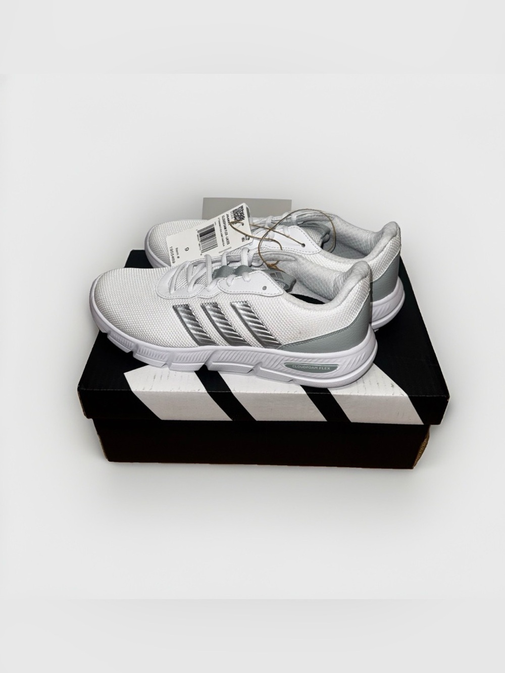 Adidas Women's Cloudfoam Flex- Laces Sneakers Shoes White, Size 9 (NWT) JS4891